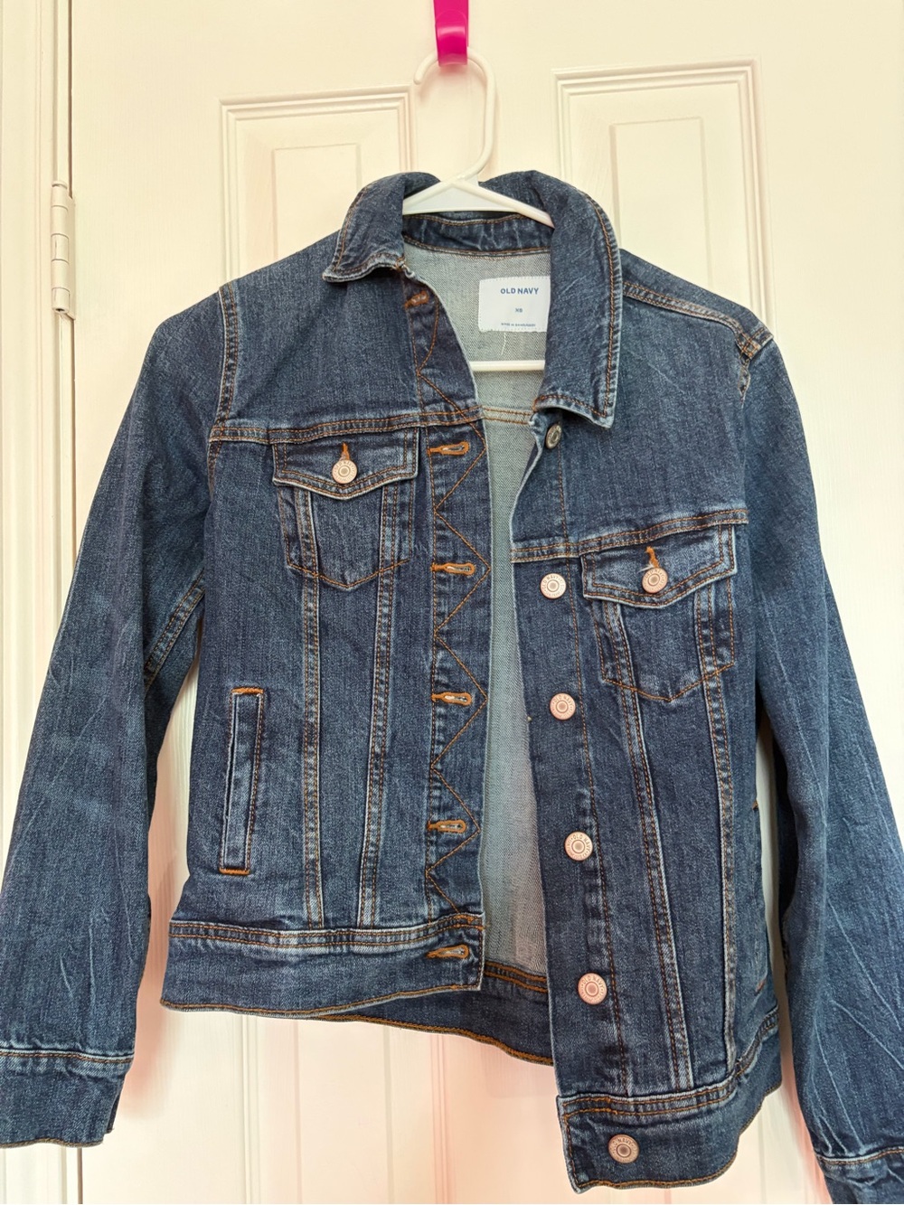 Old Navy Dark Indigo Denim Jacket with Contrast Stitching